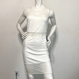 Bebe x Naven "NEW" Bora Bora Off White Eyelet Strap Surplus Top Dress Size M